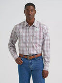 Wrangler Men's Wrinkle Resist Long Sleeve Pewter Western Snap Plaid Shirt