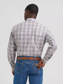 Wrangler Men's Wrinkle Resist Long Sleeve Pewter Western Snap Plaid Shirt