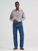 Wrangler Men's Wrinkle Resist Long Sleeve Pewter Western Snap Plaid Shirt