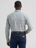 Wrangler Men's Wrinkle Resist Long Sleeve Western Snap Turquoise Plaid Shirt