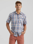 Wrangler Mens Rustic Plaid Asymmetric SS Zip Pocket Shirt