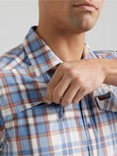Wrangler Mens Rustic Plaid Asymmetric SS Zip Pocket Shirt