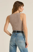 Z Supply Ladies Heather Taupe Sirena Rib Tank