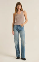 Z Supply Ladies Heather Taupe Sirena Rib Tank