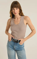 Z Supply Ladies Heather Taupe Sirena Rib Tank
