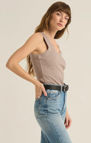 Z Supply Ladies Heather Taupe Sirena Rib Tank