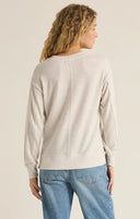 Z Supply Ladies Light Oatmeal Wildur Cloud V-Neck LS Top