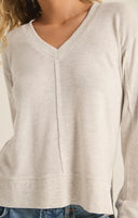 Z Supply Ladies Light Oatmeal Wildur Cloud V-Neck LS Top