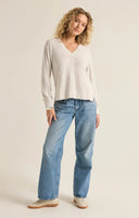 Z Supply Ladies Light Oatmeal Wildur Cloud V-Neck LS Top