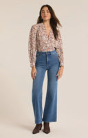 Z Supply Ladies Latte Esme La Paz Floral Blouse