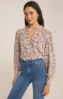 Z Supply Ladies Latte Esme La Paz Floral Blouse