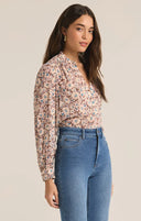 Z Supply Ladies Latte Esme La Paz Floral Blouse
