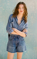 Z Supply Ladies Sun Bleached Indigo Colbie Chambray Top