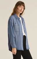Z Supply Ladies Sun Bleached Indigo Colbie Chambray Top