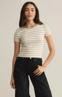 Z Supply Ladies Sage Green Saxton Striped Tshirt