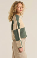 Z Supply Ladies Palm Green Rosi Blocked Sweater