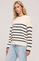 z Supply Ladies Sea Salt Boyfriend Stripe Sweater