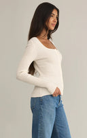 Z Supply Ladies Sea Salt Emelie Button Up Sweater