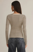 Z Supply Ladies Sandshell Jordana Stripe Sweater