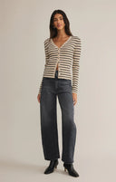 Z Supply Ladies Sandshell Jordana Stripe Sweater