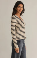 Z Supply Ladies Sandshell Jordana Stripe Sweater