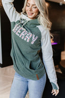 Ampersand Ave Ladies Happy Santa Doublehood Sweatshirt