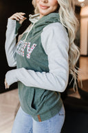 Ampersand Ave Ladies Happy Santa Doublehood Sweatshirt