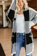Ampersand Ave Ladies Windowpane Plaid Cardigan