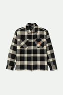 Brixton Mens Off White/Black Union Zip Flannel