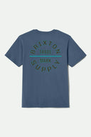 Brixton Men's Oath V Harbour Blue/Dark Brown/Teal Tshirt