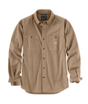 Carhartt Mens Dark Khaki Relaxed Fit Midweight Canvas LS Shirt