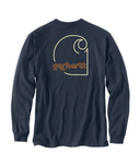 Carhartt Mens Navy Loosefit HW LS Pocket Carhartt Graphic Shirt