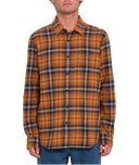Volcom Mens Chestnut Brown Caden Plaid LS Shirt