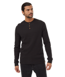 Ten Tree Mens Meteorite Black Treewaffle Henley Longsleeve