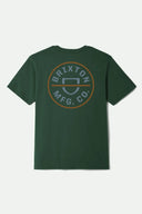 Brixton Mens Forest Green/Rust/Grey Blue Crest II SS Tshirt