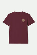 Brixton Men's Crest II Burgundy/Tobacco/Sand Tshirt