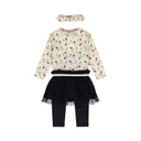 OK Kids Girls Off White/Blue Dress w/Legging and Headband