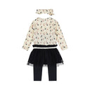 OK Kids Girls Off White/Blue Dress w/Legging and Headband
