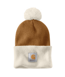 Carhartt Brown Knit Pom Cuffed Beanie