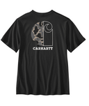 Carhartt Mens Black Relaxed Fit Lightweight SS Pocket Camo Tshirt