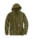 Carhartt Mens Dark Bronzed Green Heather Loosefit Midweight Sleeve Graphic Hoodie