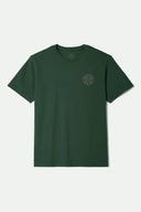 Brixton Mens Forest Green/Rust/Grey Blue Crest II SS Tshirt