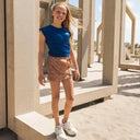No Way Monday Girls Brown Flowers Skort
