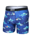 Saxx Mens Blue Shattered Sharks Volt Breathable Mesh Boxer Brief