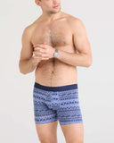 Saxx Mens Blue 19th Hole Stripe Droptemp Cooling Cotton Boxer Brief
