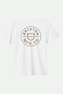 Brixton Mens White/Light Brown/Slate Crest II SS Tshirt