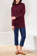 Tribal Ladies Wine LS Tunic w/Invisible Pockets