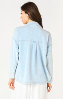 Dex Ladies Washed Light Blue LS Knit Denim Jacket