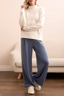 Tribal Ladies Frost Grey LS Funnel Neck Top