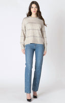 Dex Ladies Light Oat Sequin Stripe Sweater